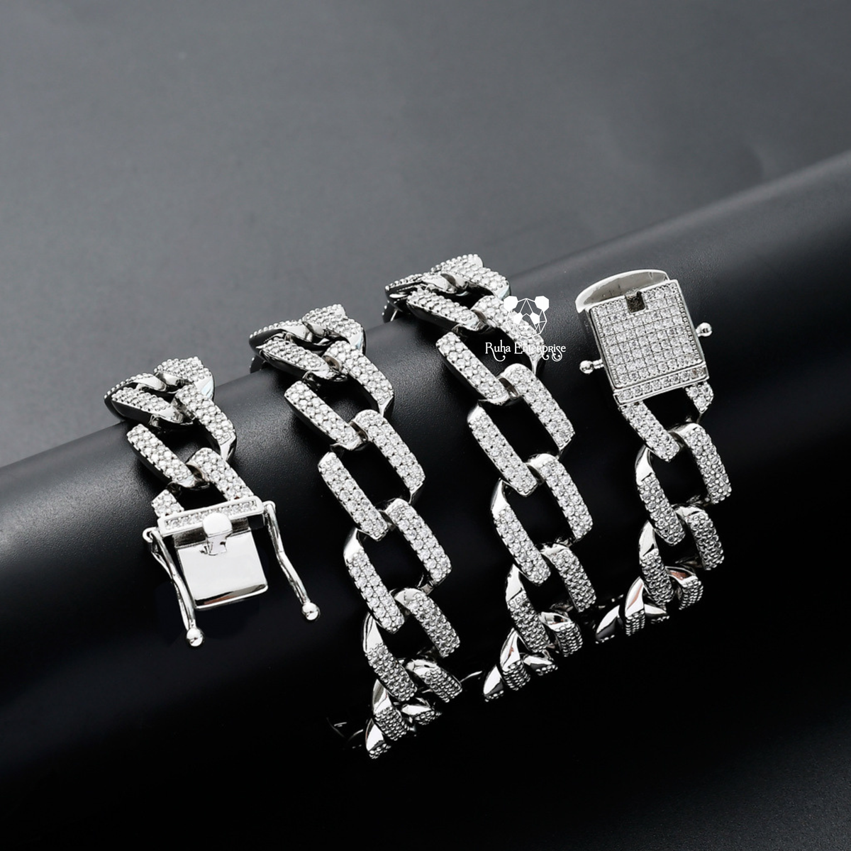 14 MM Moissanite Iced Out Paperclip Link Chain Necklace - 925 Sterling Silver Hip Hop Jewelry
