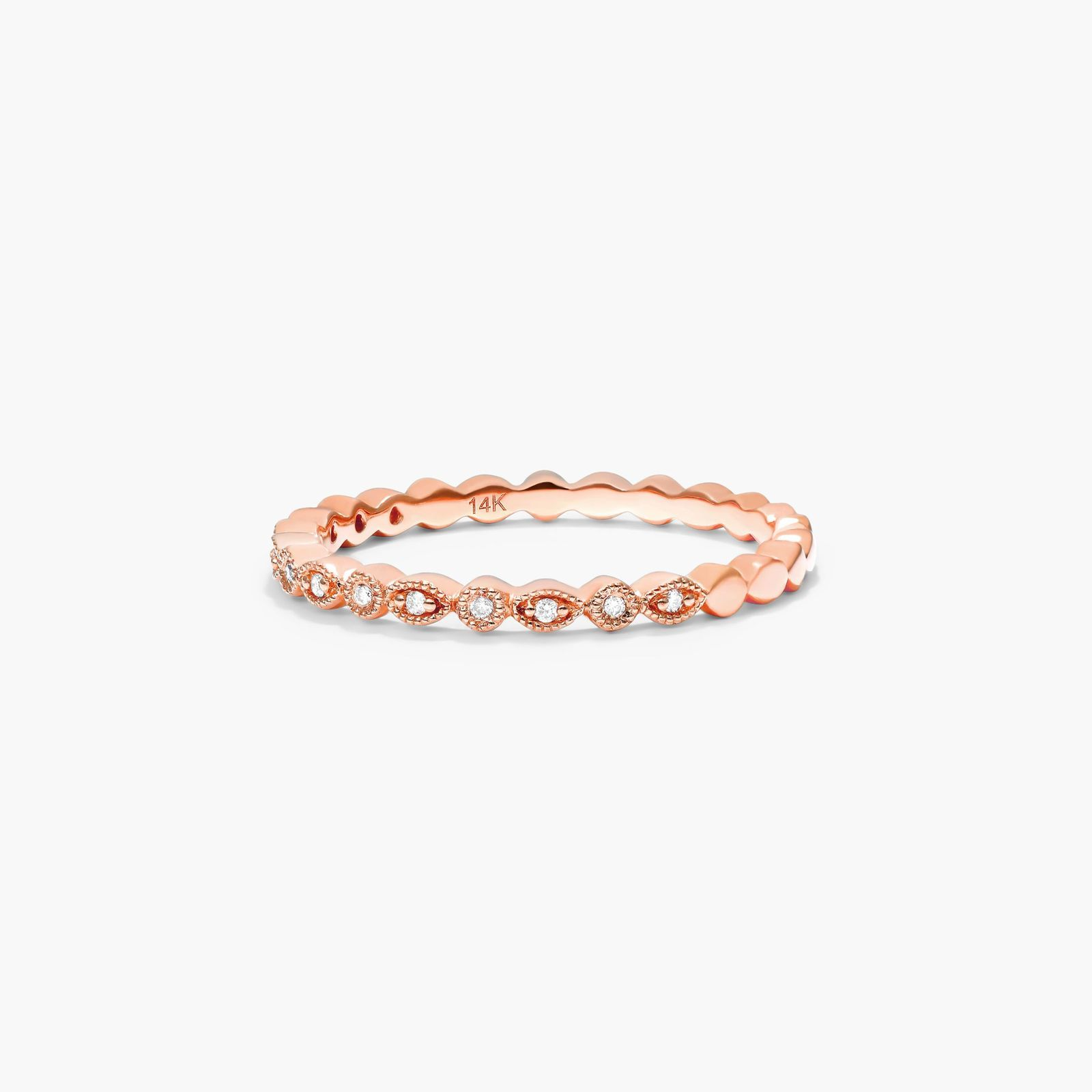 Luxury Half Eternity Wedding Band | Round Moissanite Vintage Ring