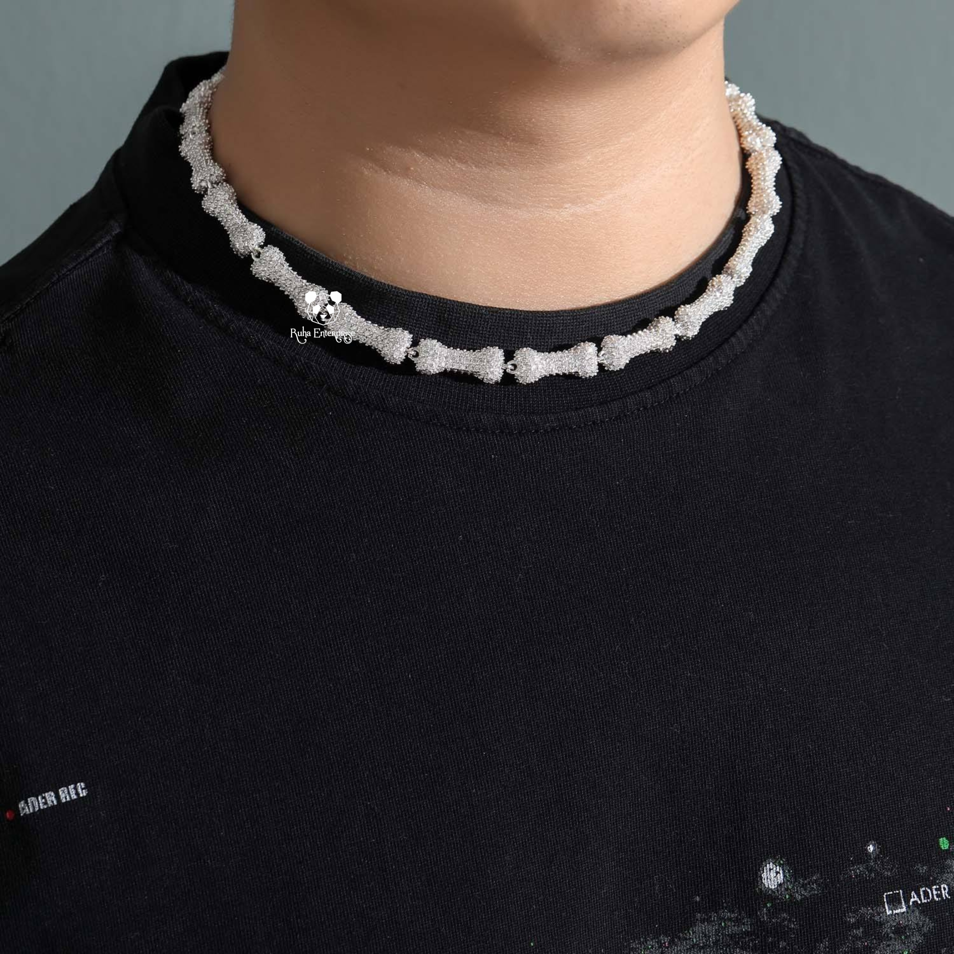 10MM Moissanite Bone Link Chain | 925 Sterling Silver Hip Hop Jewelry