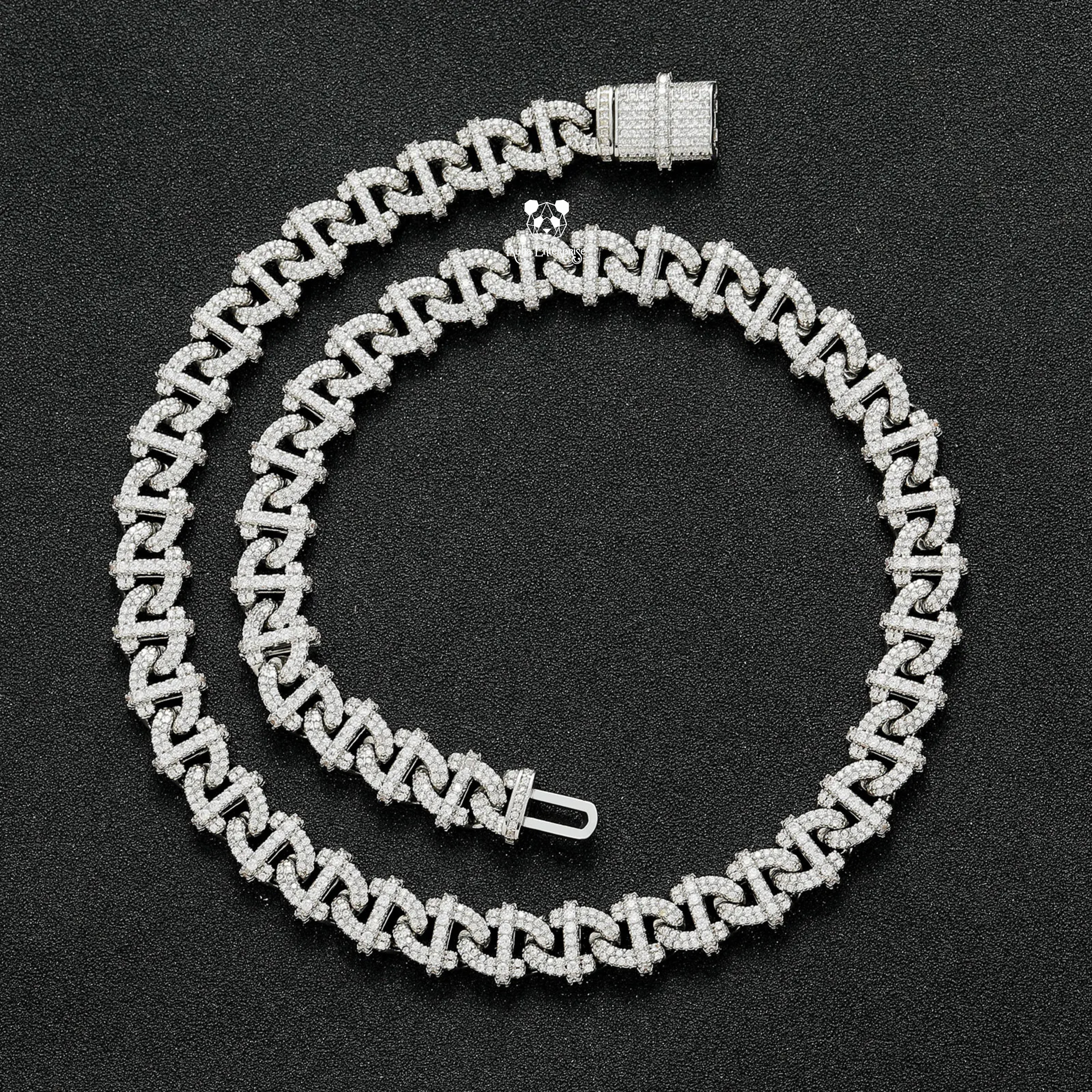 10MM Moissanite Infinity Link Hip Hop Chain | 925 Sterling Silver