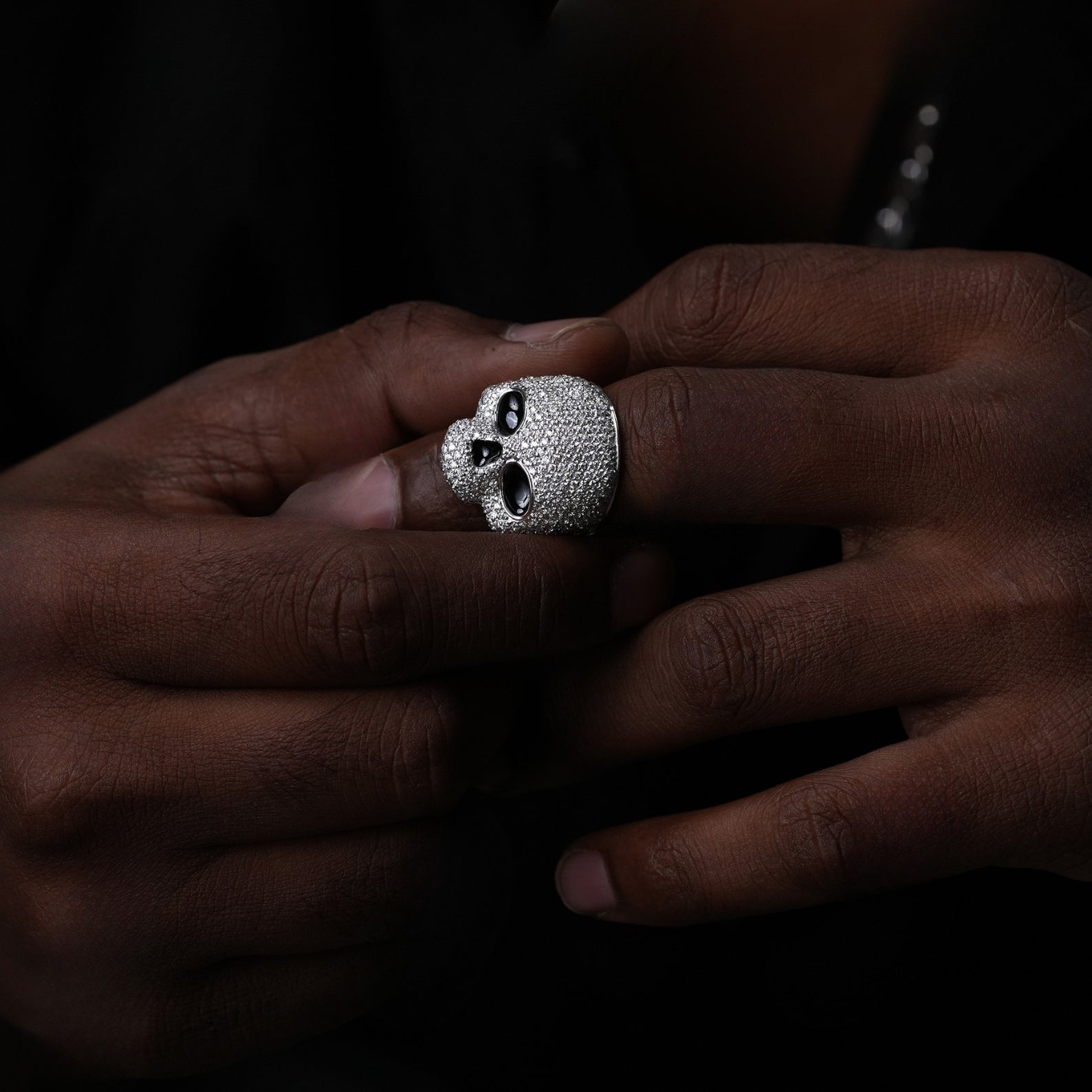 Iced Out Moissanite Skull Ring – 925 Sterling Silver Hip Hop Ring  For Men