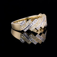 Premium Iced Out Baguette Moissanite Ring 925 Sterling Silver Designer Statement Ring