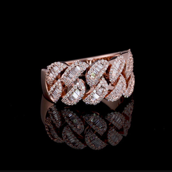 Luxury Cuban Link Ring 925 Sterling Silver Moissanite Hip Hop Style
