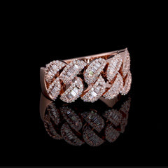 Luxury Cuban Link Ring 925 Sterling Silver Moissanite Hip Hop Style