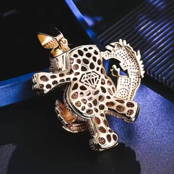 Round Moissanite Hip Hop Clown Pendant - Iced Cartoon Pendant