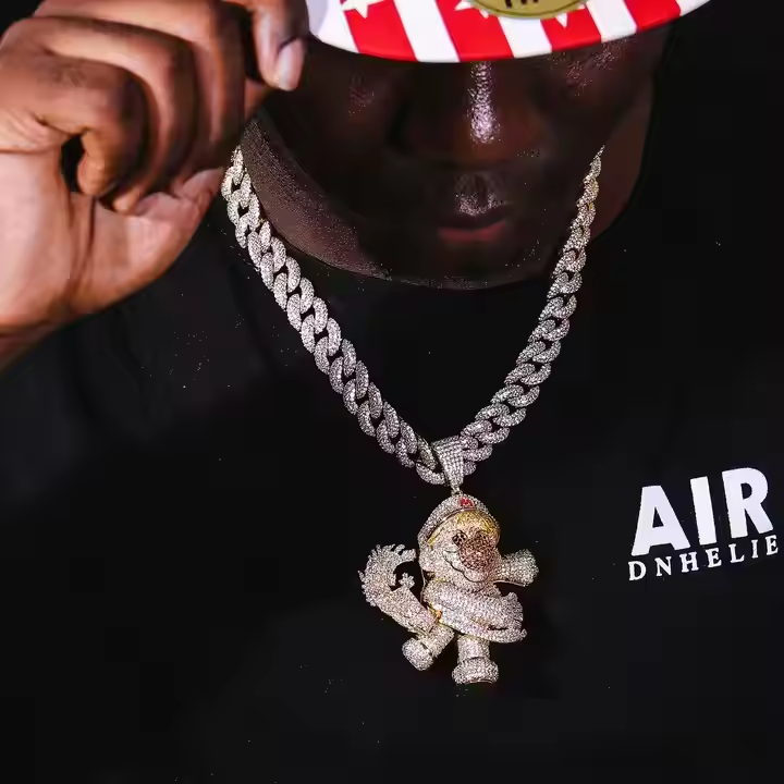 Round Moissanite Hip Hop Clown Pendant - Iced Cartoon Pendant