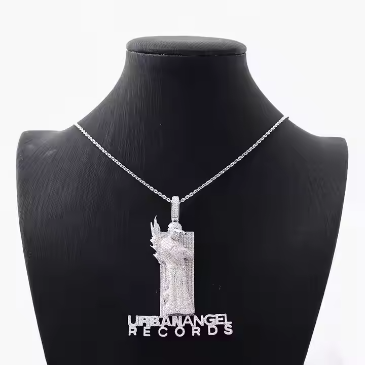 Designer Custom Logo Pendant 925 Sterling Silver Moissanite