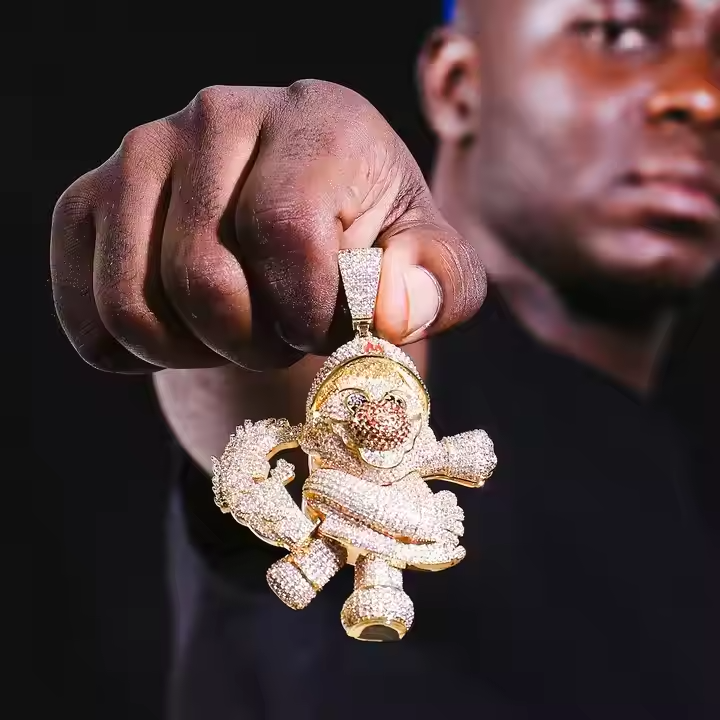 Round Moissanite Hip Hop Clown Pendant - Iced Cartoon Pendant