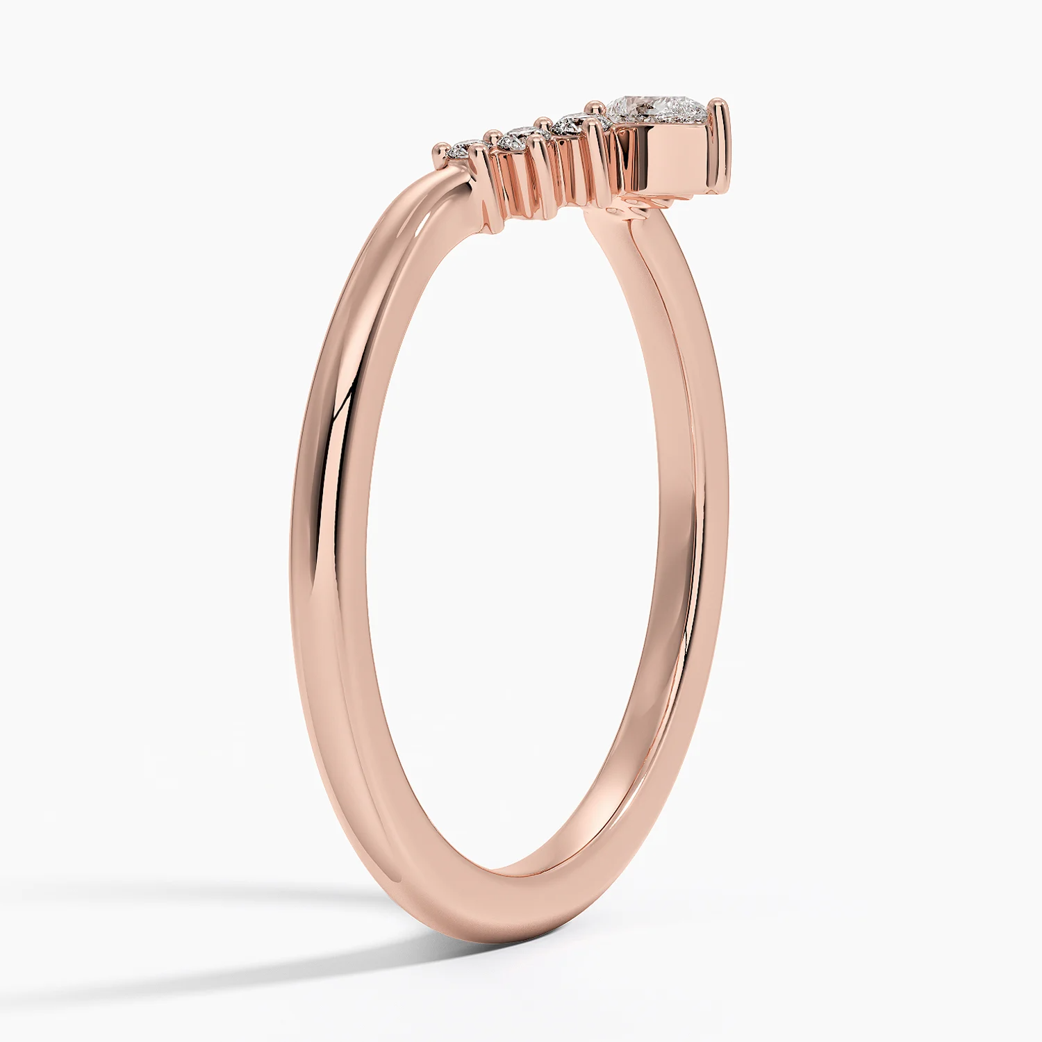 Luxury Pear Curved Wedding Band Round Moissanite Stacking Ring