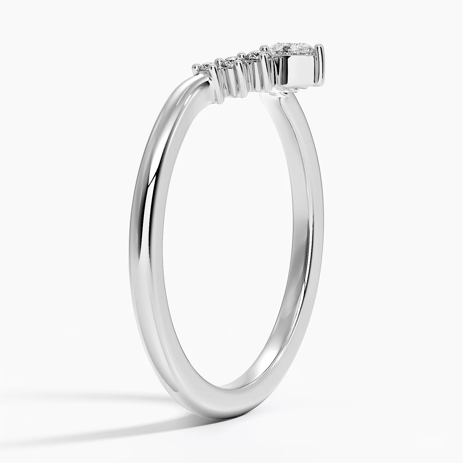 Luxury Pear Curved Wedding Band Round Moissanite Stacking Ring