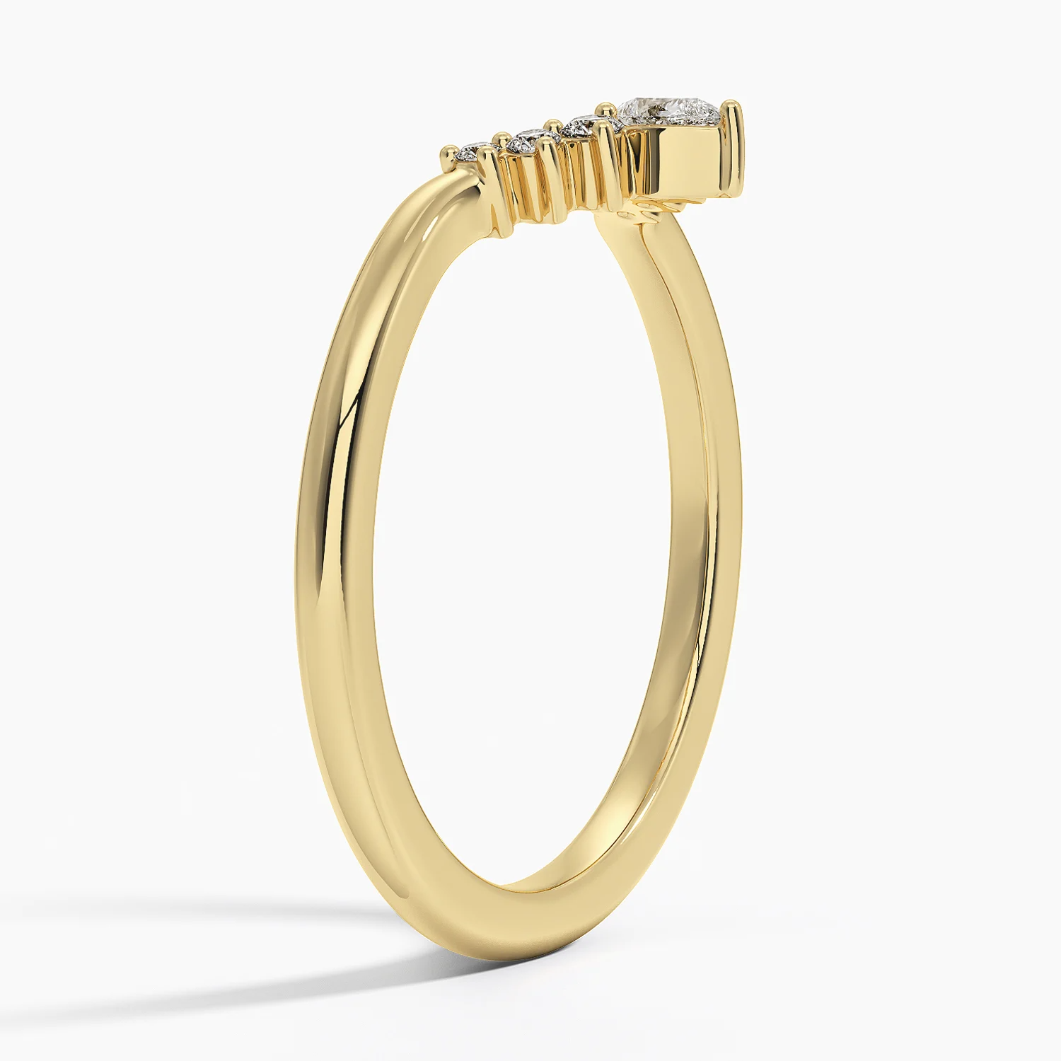 Luxury Pear Curved Wedding Band Round Moissanite Stacking Ring