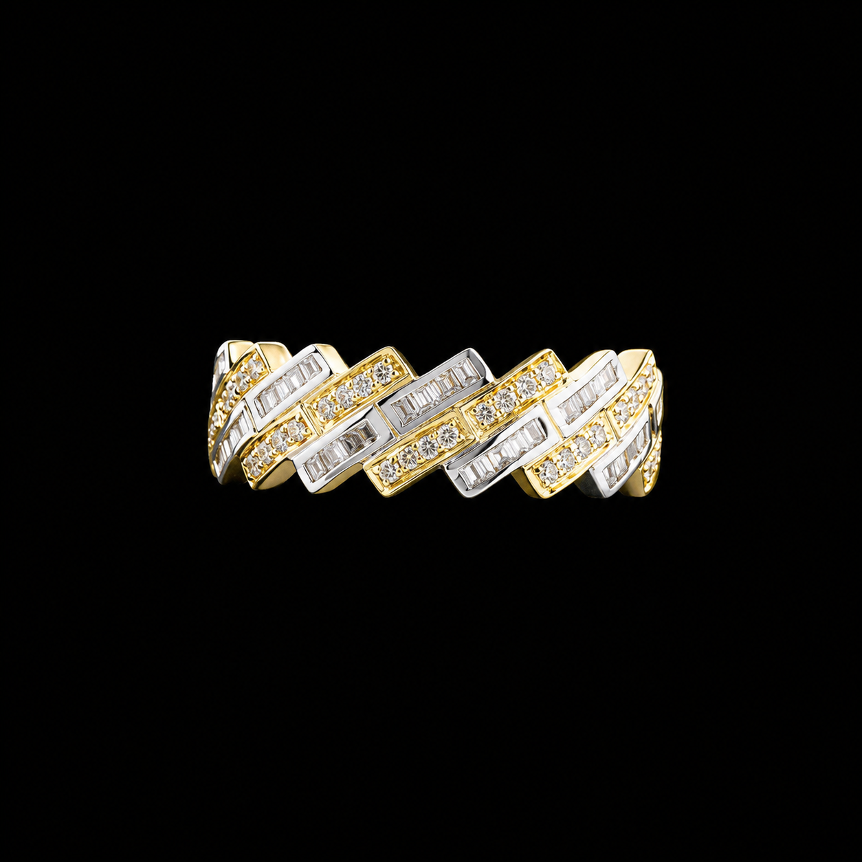 Premium Iced Out Baguette Moissanite Ring 925 Sterling Silver Designer Statement Ring
