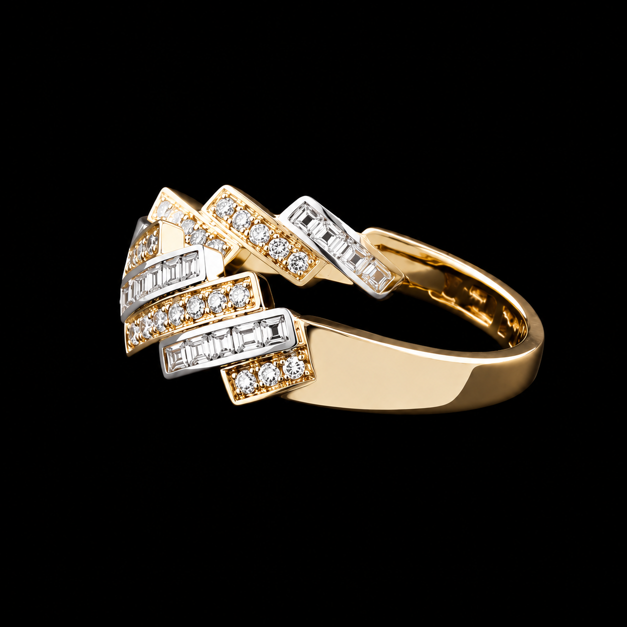 Premium Iced Out Baguette Moissanite Ring 925 Sterling Silver Designer Statement Ring