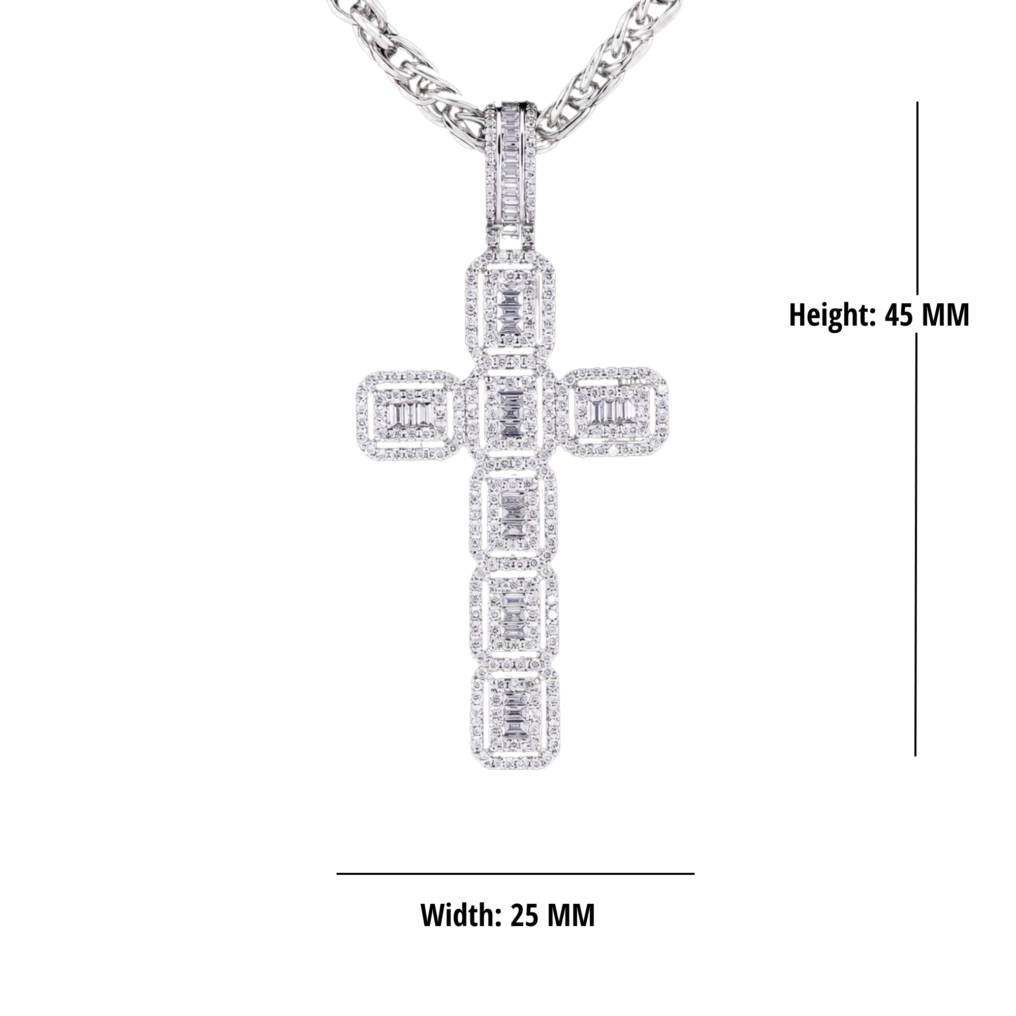 925 Sterling Silver Iced Cross Pendant Luxury Hip Hop Jewelry for Men & Women