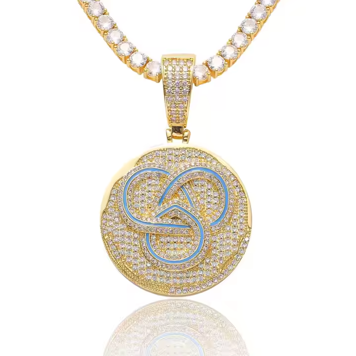 Round Hip Hop Jewellary 925 Sterling Silver