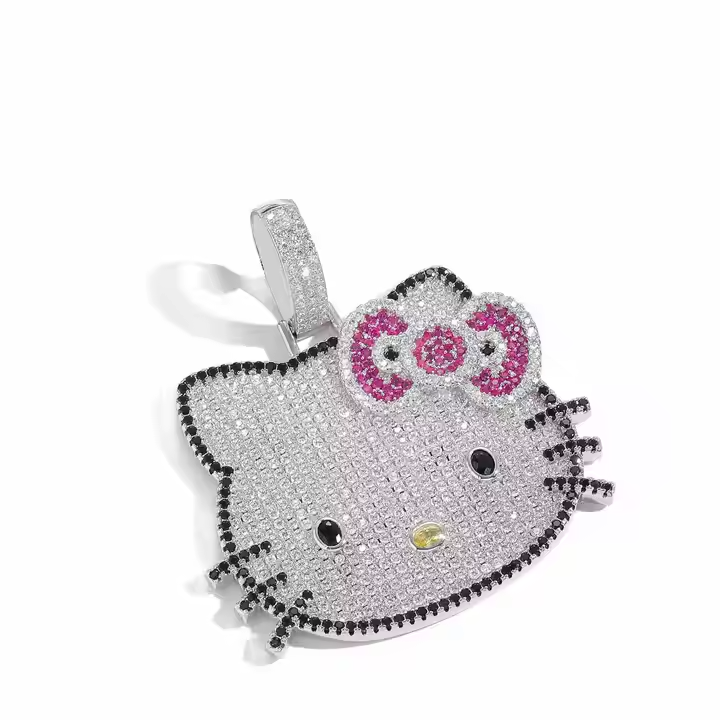 Iced Out Cartoon Mouse Pendant 925 Sterling Silver Hip Hop Necklace