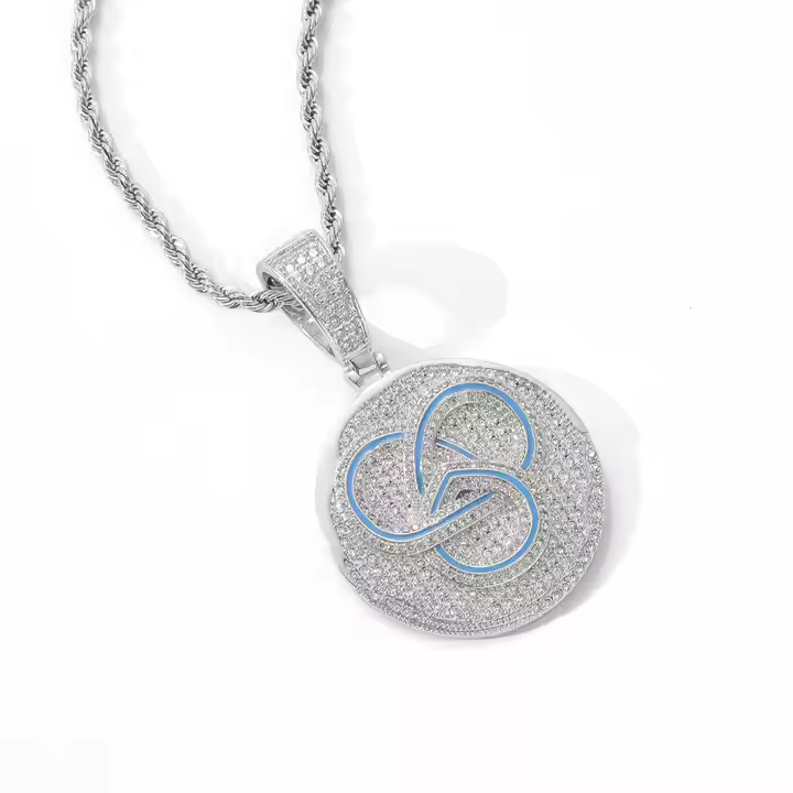Round Hip Hop Jewellary 925 Sterling Silver