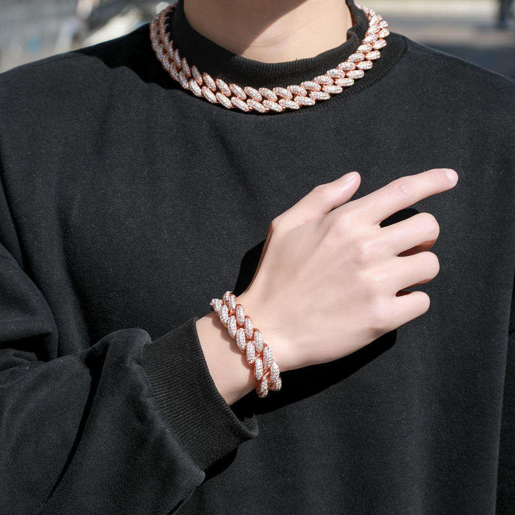 Luxury 20MM Cuban Link Chain & Bracelet | VVS Moissanite in 925 Sterling Silver Hip Hop Jewelry