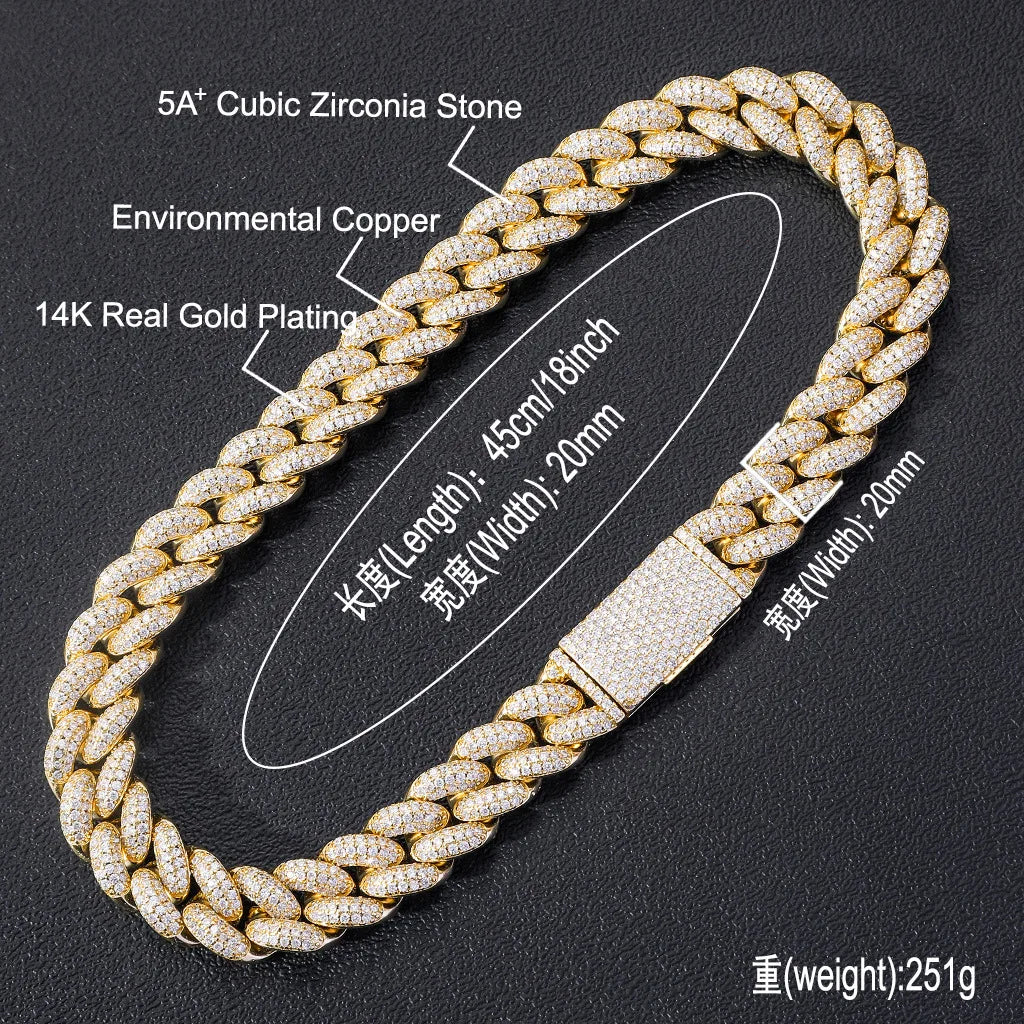 Luxury 20MM Cuban Link Chain & Bracelet | VVS Moissanite in 925 Sterling Silver Hip Hop Jewelry