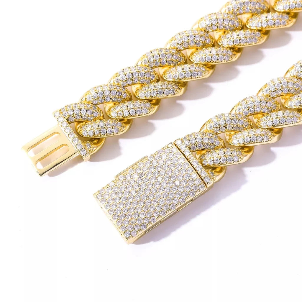 Luxury 20MM Cuban Link Chain & Bracelet | VVS Moissanite in 925 Sterling Silver Hip Hop Jewelry