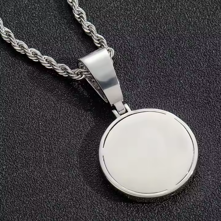 Iced Out Compass Pendant 925 Sterling Silver Moissanite