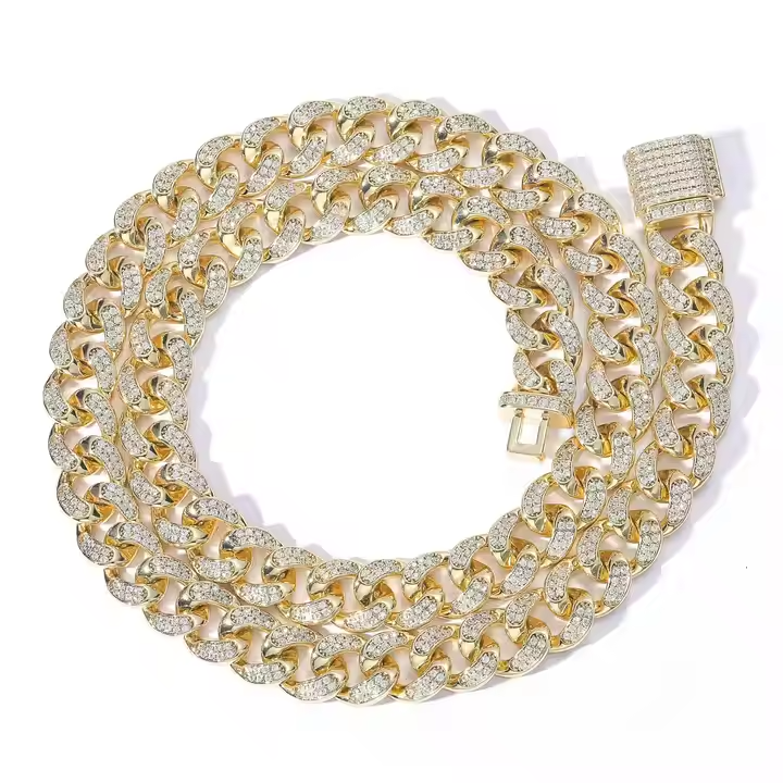 12MM Moissanite Cuban Link Chain & Bracelet Set | 925 Sterling Silver Hip Hop Jewelry
