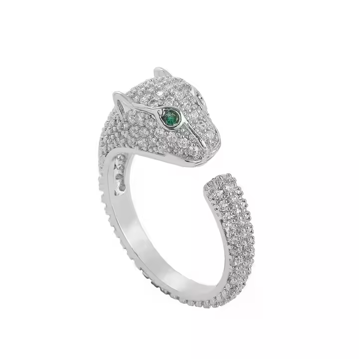 Adjustable Moissanite Panther Ring | 925 Sterling Silver | Hip Hop Jewelry