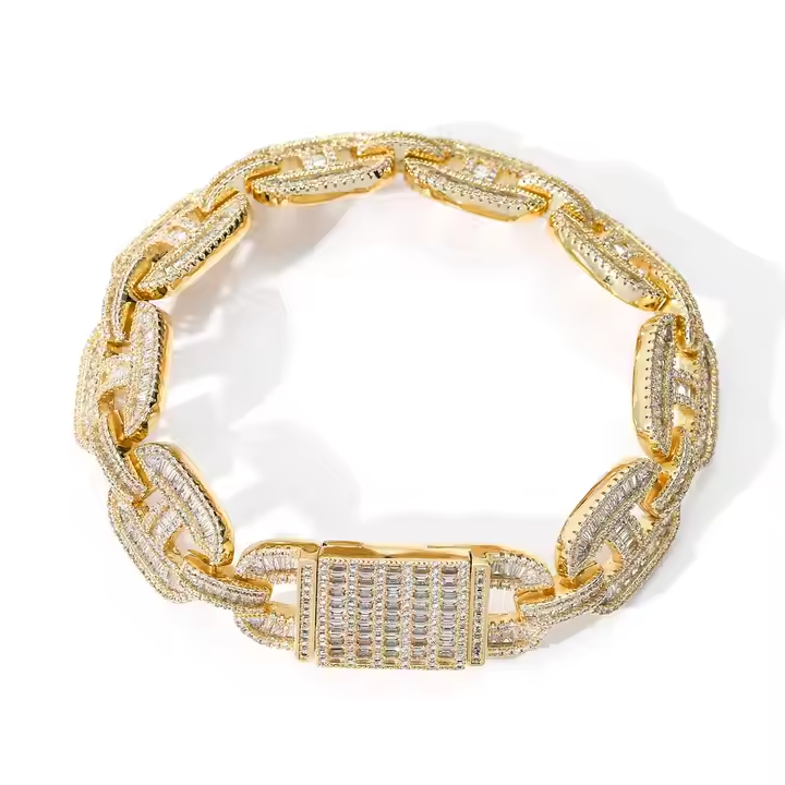 Baguette Moissanite 16 MM Cuban Link Necklace & Bracelet Set - 925 Silver Hip Hop Jewelry