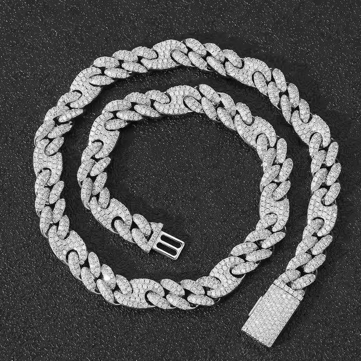 10 MM Iced Out Moissanite Cuban Link Necklace & Bracelet Set in 925 Sterling Silver Hip Hop Jewelry