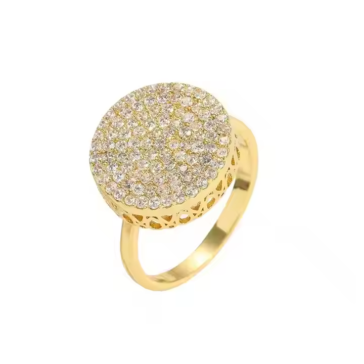 Round Moissanite Pavé Statement Ring in 925 Sterling Silver | Luxury Hip Hop Cocktail Ring