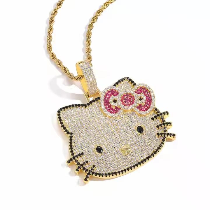 Iced Out Cartoon Mouse Pendant 925 Sterling Silver Hip Hop Necklace