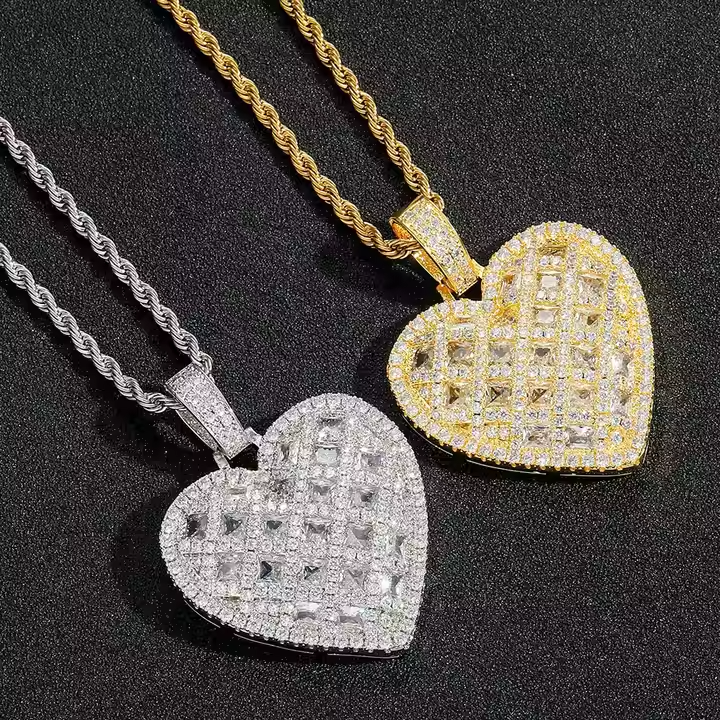 Luxury Heart Pendant Necklace for Women 925 Sterling Silver Hip Hop Jewelry