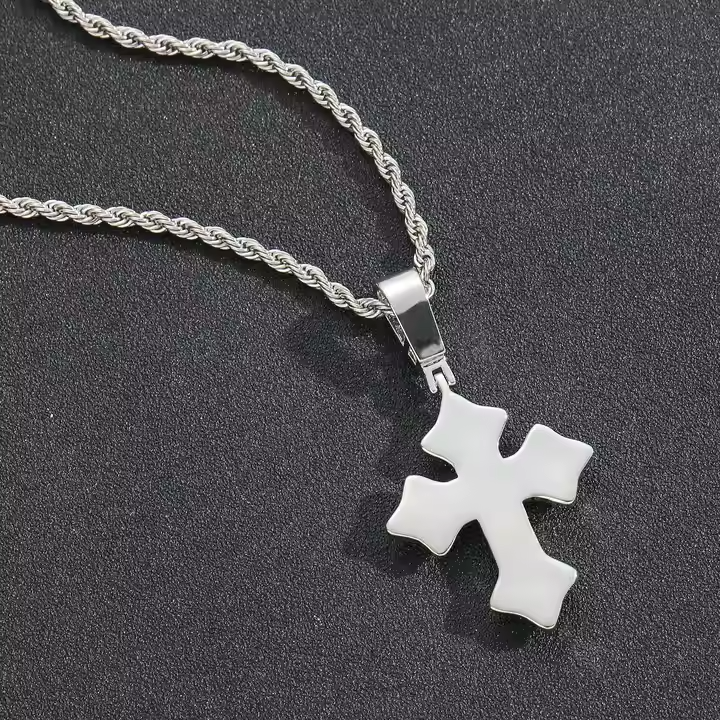 Luxury Iced Out Cross Pendant 925 Sterling Silver Moissanite