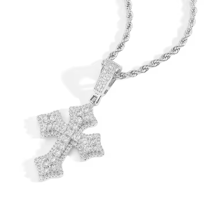 Luxury Iced Out Cross Pendant 925 Sterling Silver Moissanite