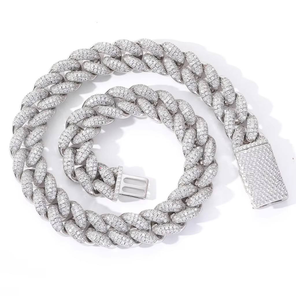 Luxury 20MM Cuban Link Chain & Bracelet | VVS Moissanite in 925 Sterling Silver Hip Hop Jewelry