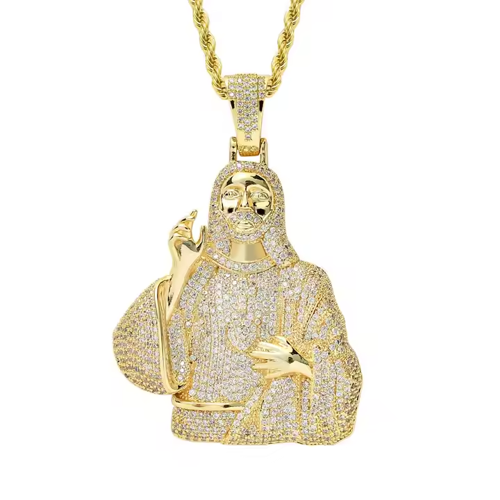 Hip Hop Half Body Jesus Pendant 925 Sterling Silver Moissanite