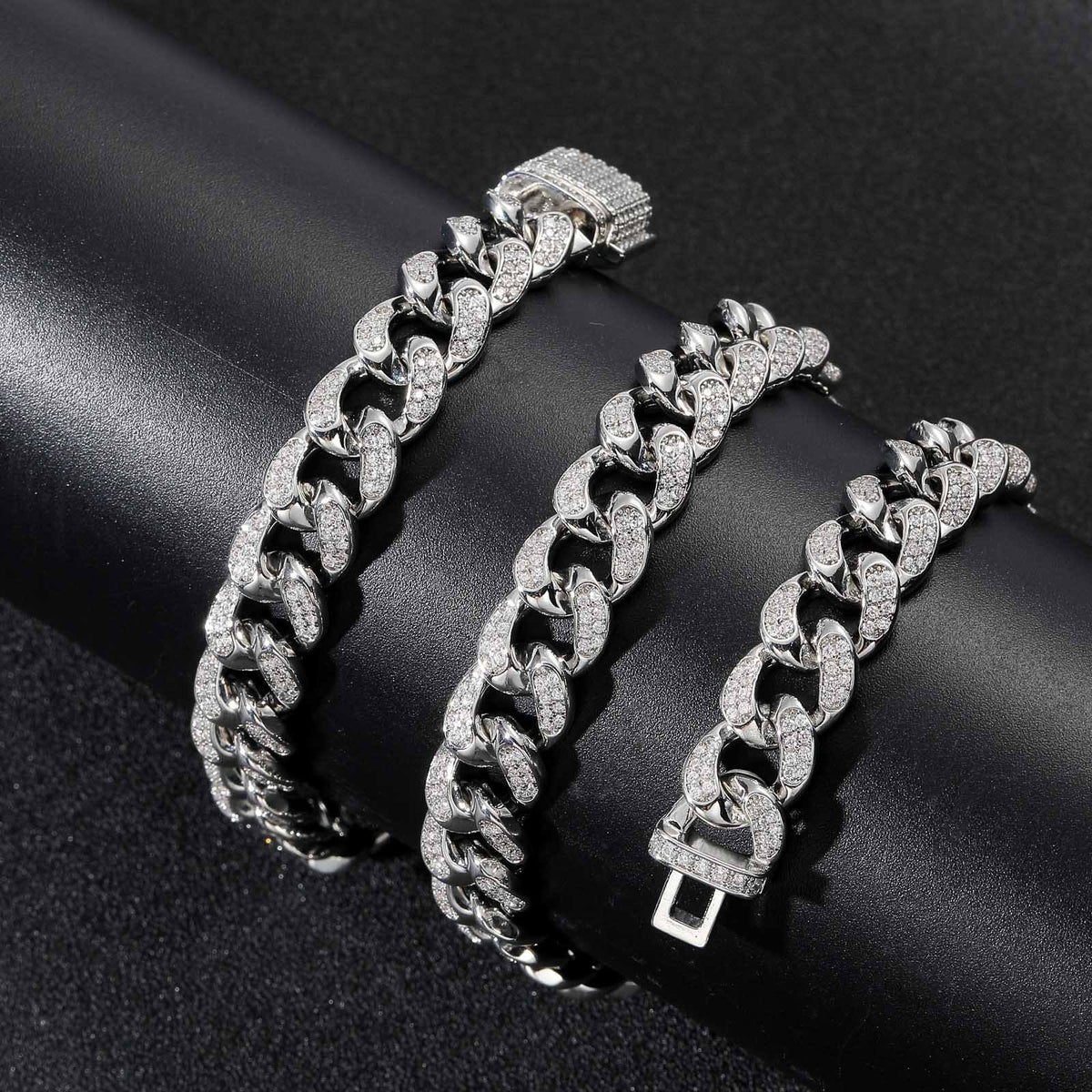 12MM Moissanite Cuban Link Chain & Bracelet Set | 925 Sterling Silver Hip Hop Jewelry