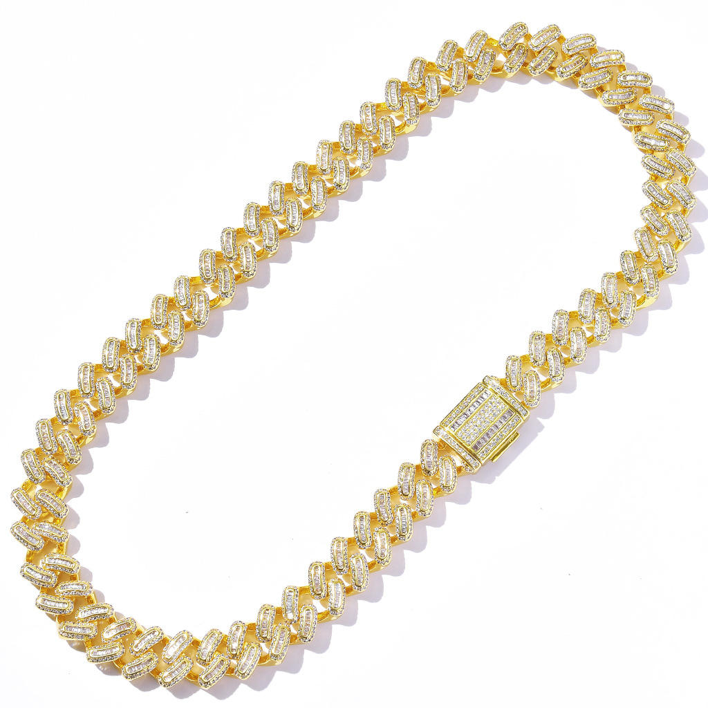15MM Baguette Moissanite Cuban Link Chain & Bracelet Set | 925 Sterling Silver