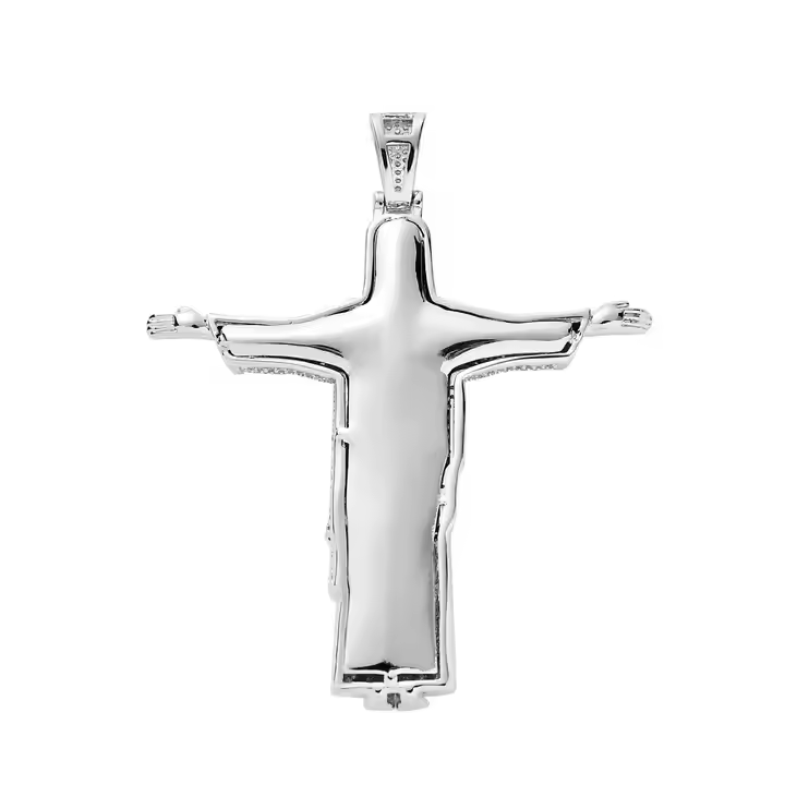 luxury iced out Christ the Redeemer Pendant 925 sterling silver Moissanite