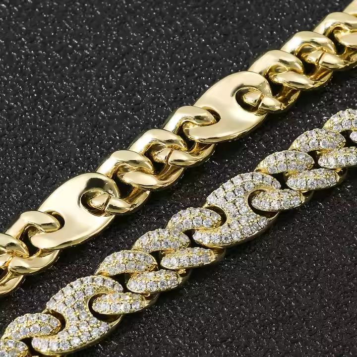 10 MM Iced Out Moissanite Cuban Link Necklace & Bracelet Set in 925 Sterling Silver Hip Hop Jewelry