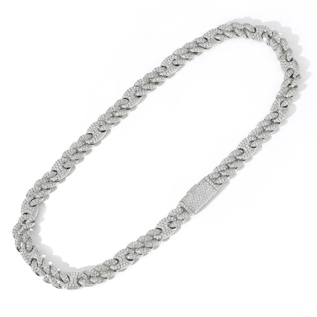 10 MM Iced Out Moissanite Cuban Link Necklace & Bracelet Set in 925 Sterling Silver Hip Hop Jewelry
