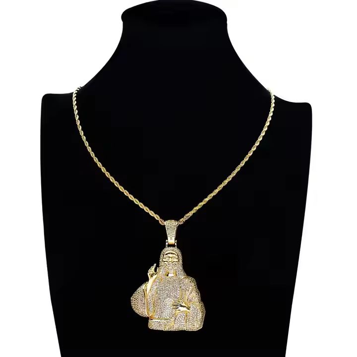 Hip Hop Half Body Jesus Pendant 925 Sterling Silver Moissanite