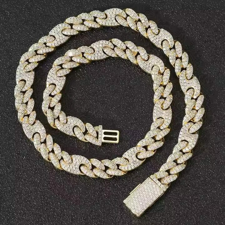 10 MM Iced Out Moissanite Cuban Link Necklace & Bracelet Set in 925 Sterling Silver Hip Hop Jewelry