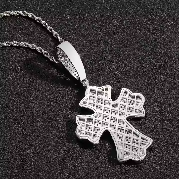 Luxury Iced Out Cross Pendant 925 Sterling Silver Moissanite
