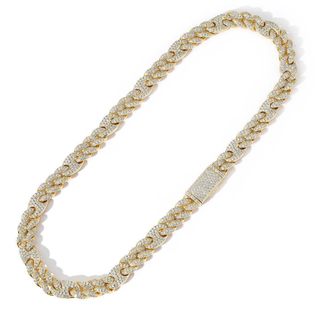 10 MM Iced Out Moissanite Cuban Link Necklace & Bracelet Set in 925 Sterling Silver Hip Hop Jewelry