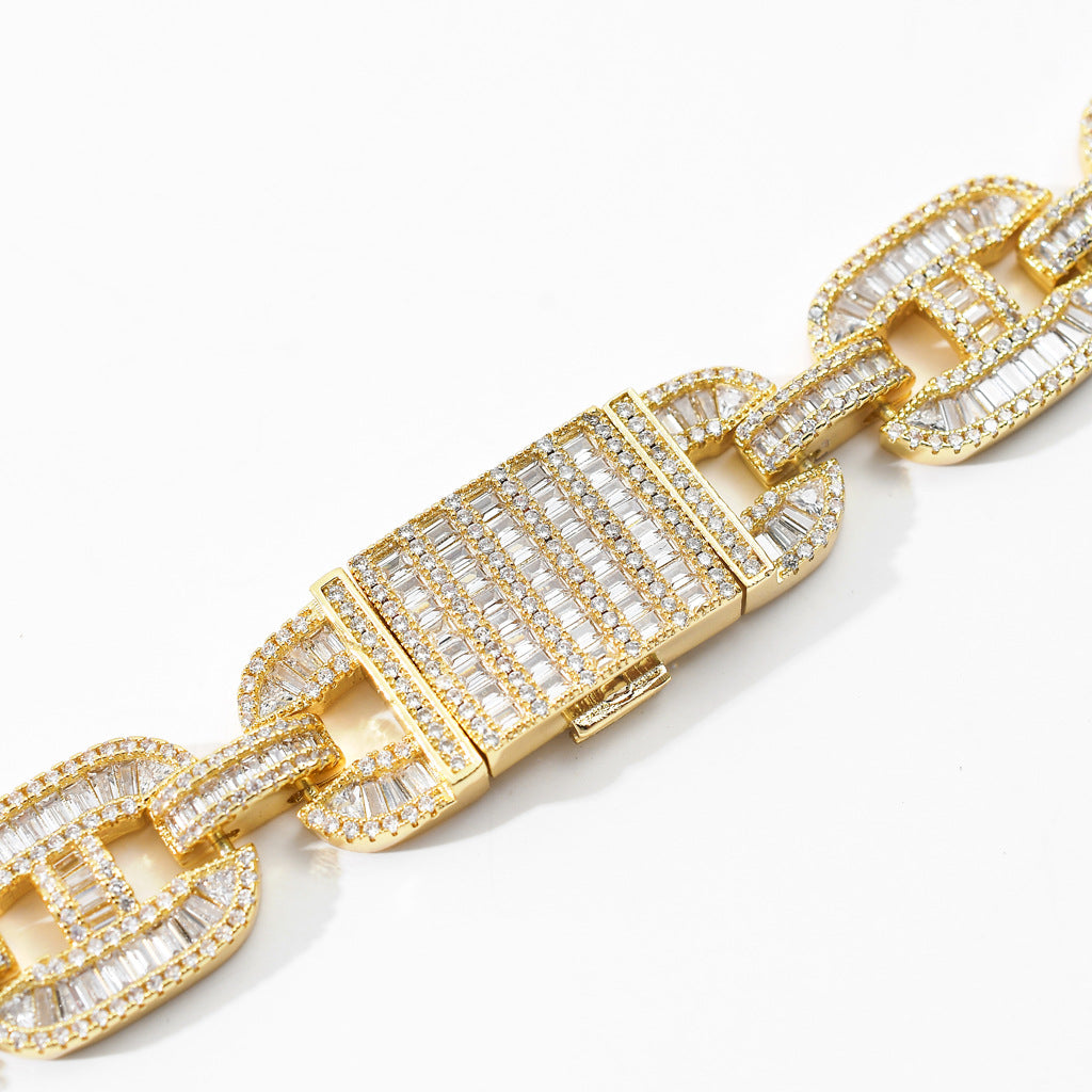 Baguette Moissanite 16 MM Cuban Link Necklace & Bracelet Set - 925 Silver Hip Hop Jewelry