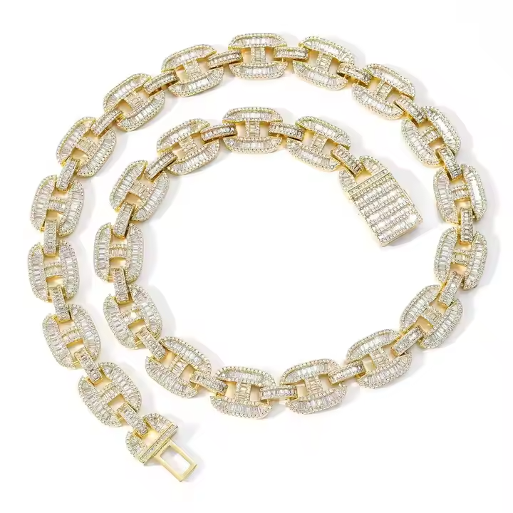 Baguette Moissanite 16 MM Cuban Link Necklace & Bracelet Set - 925 Silver Hip Hop Jewelry