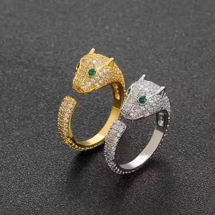 Adjustable Moissanite Panther Ring | 925 Sterling Silver | Hip Hop Jewelry