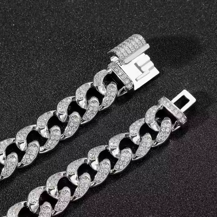 12MM Moissanite Cuban Link Chain & Bracelet Set | 925 Sterling Silver Hip Hop Jewelry
