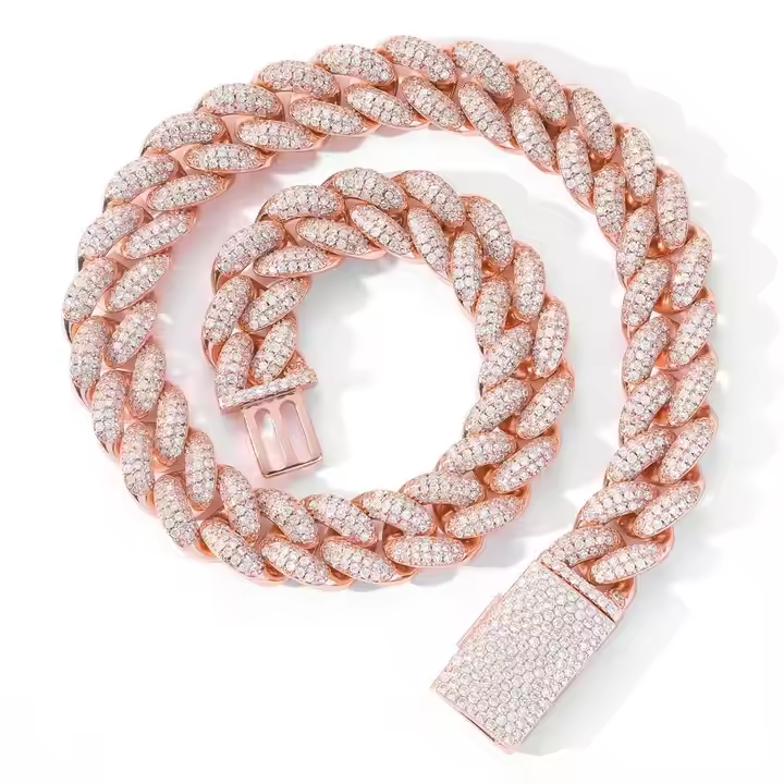 Luxury 20MM Cuban Link Chain & Bracelet | VVS Moissanite in 925 Sterling Silver Hip Hop Jewelry